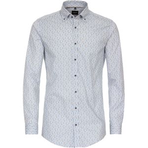 VENTI body fit overhemd, popeline, blauw dessin