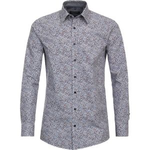 CASA MODA - Multicolor Fantasie - Overhemd - Blauw - 100% Katoen - Strijkvriendelijk - Boordmaat: 51 - 52