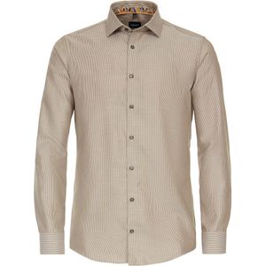 VENTI - Modern Fit Overhemd - Geel - Dobby - Strijkvrij - Boordmaat 38