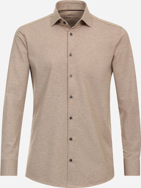 VENTI - Overhemd - Blauw - Jersey - Strijkvrij