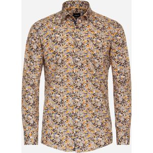 VENTI - Overhemd - Beige - Modern Fit - Mouwlengte 72 cm - Strijkvrij