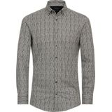 VENTI - Modern Fit Overhemd - Groen Dessin - Jersey - Strijkvriendelijk