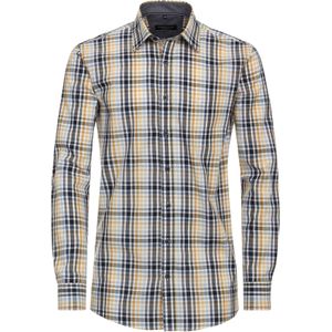 CASA MODA - Sport Comfort Fit - Overhemd - Geel Geruit - Strijkvriendelijk