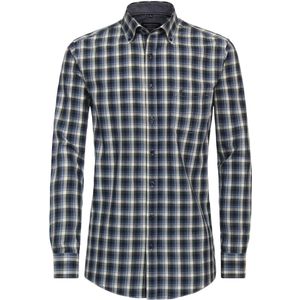 CASA MODA - Casual Overhemd - Blauw - Dobby Weving - Lange Mouwen