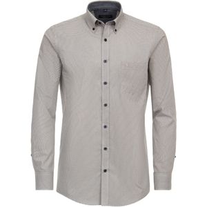 CASA MODA Sport Overhemd - Geel Dessin - Popeline - Strijkvriendelijk