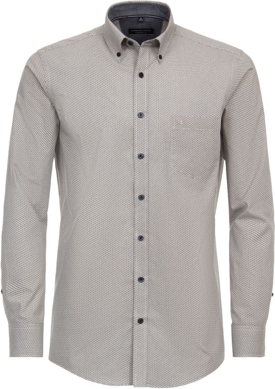 CASA MODA Sport comfort fit overhemd, popeline, geel dessin