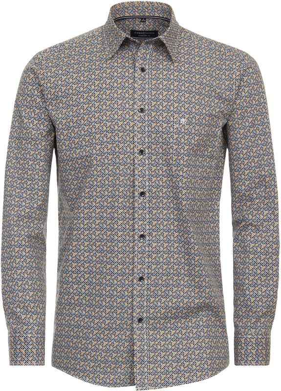 CASA MODA Sport comfort fit overhemd, popeline, geel dessin