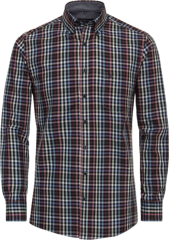CASA MODA - Sport Comfort Fit Overhemd - Rood Geruit - Strijkvriendelijk