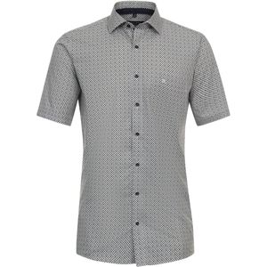 CASA MODA comfort fit overhemd, korte mouw, popeline, groen, blauw, wit dessin