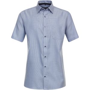 CASA MODA Overhemd - Blauw - 100% Katoen - Korte Mouwen - Kent Kraag