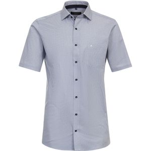 CASA MODA - Modern Fit - Overhemd - Blauw Dessin - Korte Mouw - Strijkvriendelijk