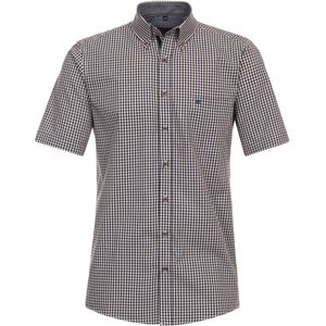 CASA MODA - Sport Comfort Fit Overhemd - Oranje Geruit - Korte Mouw - Strijkvriendelijk