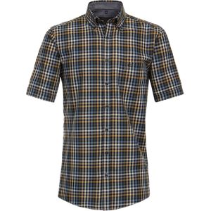 CASA MODA Sport comfort fit overhemd, korte mouw, dobby, beige geruit