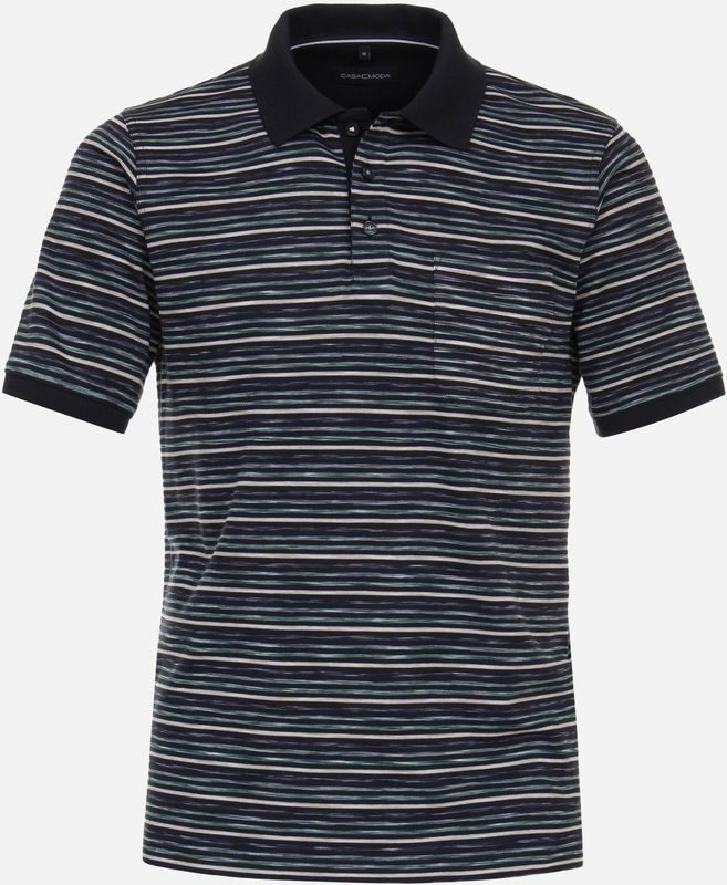 CASA MODA comfort fit heren polo, blauw gestreept