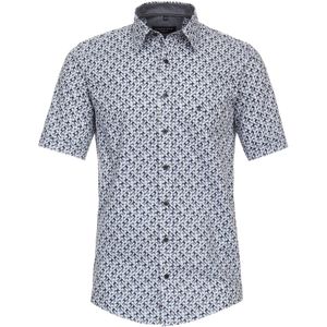 CASA MODA - Sport Casual Fit Overhemd - Korte Mouw - Blauw Dessin - Strijkvriendelijk