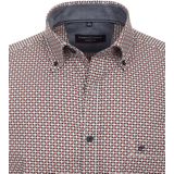 CASA MODA Sport casual fit overhemd, korte mouw, popeline, rood dessin