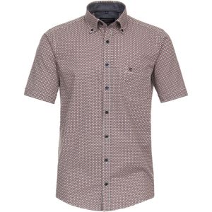 CASA MODA - Sport Casual Fit Overhemd - Rood Dessin - Korte Mouw - Popeline - Strijkvriendelijk