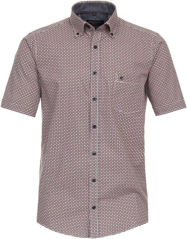 CASA MODA Sport casual fit overhemd, korte mouw, popeline, rood dessin