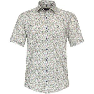 CASA MODA Sport casual fit overhemd, korte mouw, popeline, groen dessin