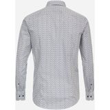 VENTI modern fit overhemd, popeline, blauw, wit, grijs dessin