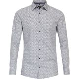 VENTI modern fit overhemd, popeline, blauw, wit, grijs dessin