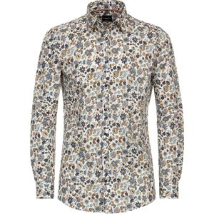 VENTI - Body Fit Overhemd - Bruin Dessin - Popeline