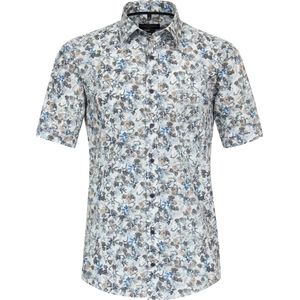 CASA MODA - Sport Casual Fit - Overhemd - Blauw Dessin - Korte Mouw - Strijkvriendelijk