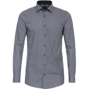 VENTI body fit overhemd, popeline, blauw dessin