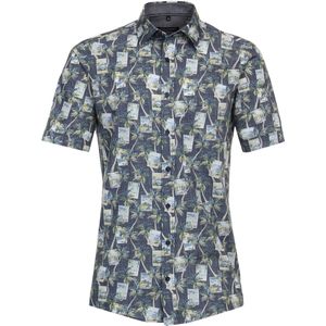 CASA MODA - Sport Comfort Fit Overhemd - Groen Dessin - Korte Mouw - Strijkvriendelijk