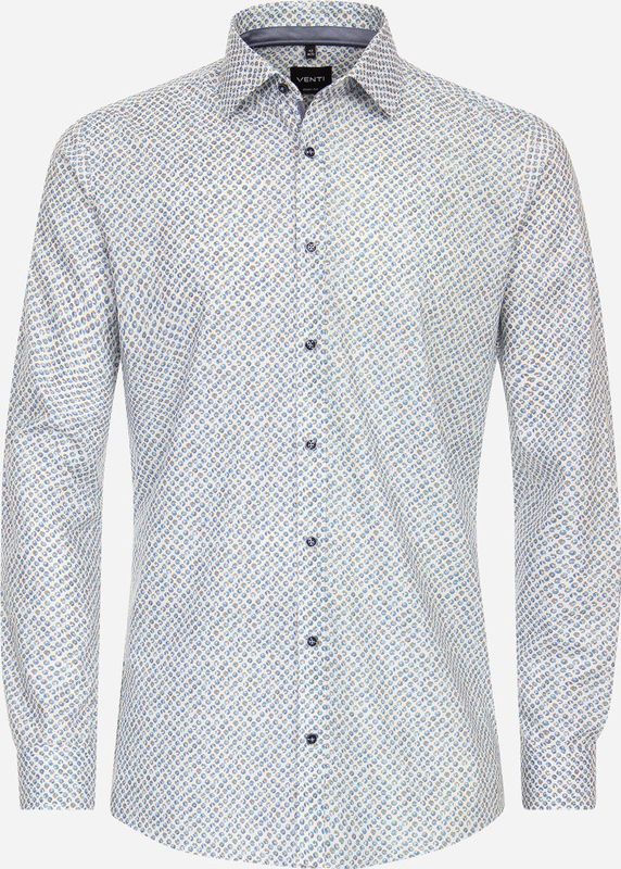 VENTI body fit overhemd, popeline, blauw dessin