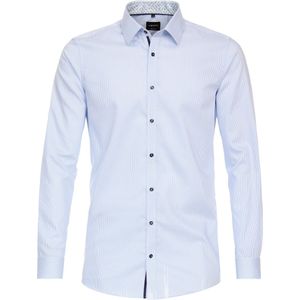 VENTI - Body Fit Overhemd - Blauw Gestreept - Strijkvriendelijk