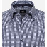 VENTI - Overhemd - Blauw Dessin - Popeline - Modern Fit
