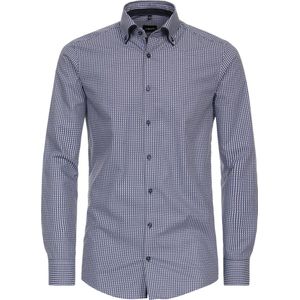 VENTI - Overhemd - Blauw Dessin - Popeline - Modern Fit