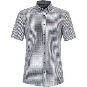 CASA MODA - Sport Comfort Fit - Overhemd - Blauw Dessin - Korte Mouw - Strijkvriendelijk