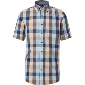 CASA MODA - Sport Comfort Fit - Overhemd - Blauw Geruit - Korte Mouw - Strijkvriendelijk