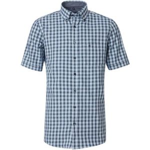 CASA MODA - Sport Comfort Fit Overhemd - Korte Mouw - Blauw Geruit - Strijkvriendelijk