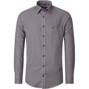 CASA MODA Sport Overhemd - Blauw met Wit en Groen Dessin - Strijkvriendelijk - Casual Fit