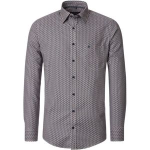 CASA MODA Sport Casual Fit Overhemd - Blauw met Wit en Rood Dessin - Strijkvriendelijk