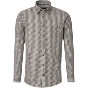 CASA MODA - Multicolor Fantasie - Overhemd - Bruin met Blauw en Wit Dessin - Strijkvriendelijk - Boordmaat: 39 - 40