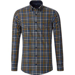 CASA MODA - Sport Casual Fit - Overhemd - Blauw Groen Oranje Geruit - Strijkvriendelijk