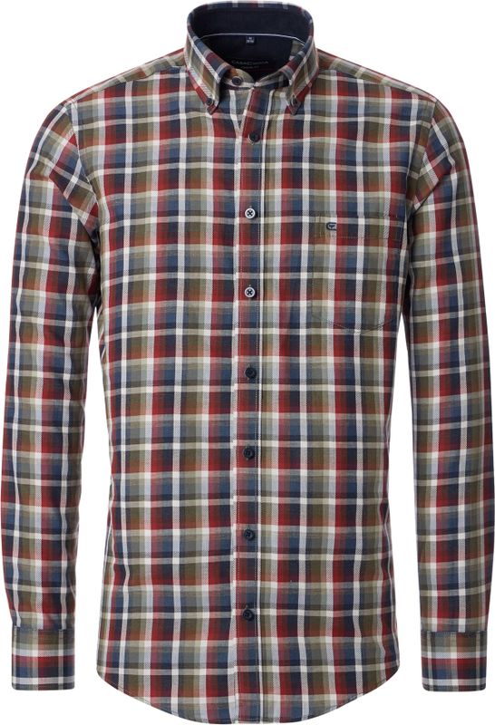 CASA MODA Sport casual fit overhemd, twill, blauw, groen, donkerrood en wit geruit