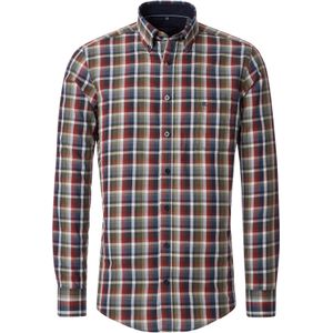 CASA MODA Sport casual fit overhemd - twill - blauw - groen - donkerrood en wit geruit - Strijkvriendelijk - Boordmaat: 51 - 52