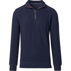 Casa Moda - Sweater - Blauw - Katoen/Elastaan - Half Zip