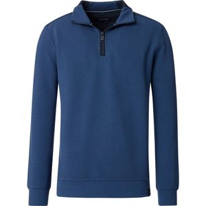 Casa Moda - Half Zip Trui - Blauw - Katoen - Wijde Fit