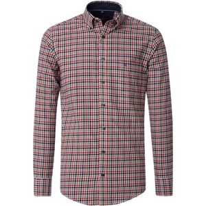 CASA MODA Sport casual fit overhemd - twill - oranje geruit - Strijkvriendelijk - Boordmaat: 43 - 44