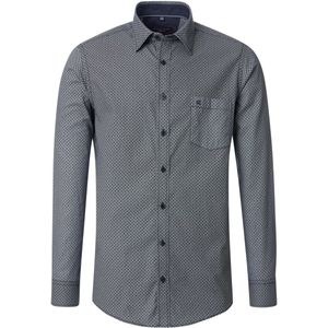 CASA MODA - Multicolor Fantasie - Overhemd - Blauw met Wit en Groen Dessin - Strijkvriendelijk