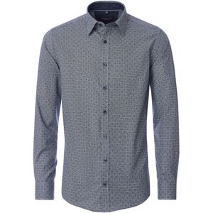 CASA MODA - Sport Casual Fit Overhemd - Blauw Dessin - Strijkvriendelijk