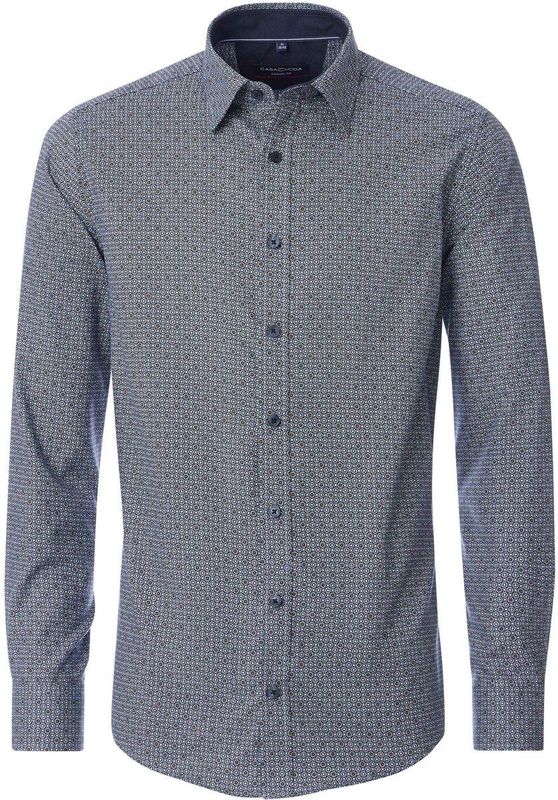 CASA MODA - Sport Casual Fit Overhemd - Blauw Dessin - Strijkvriendelijk