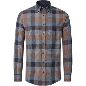 CASA MODA Sport casual fit overhemd, flanel, blauw, bruin, beige geruit