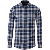 CASA MODA - Sport Casual Fit Overhemd - Blauw Geruit - Flanel - Strijkvriendelijk